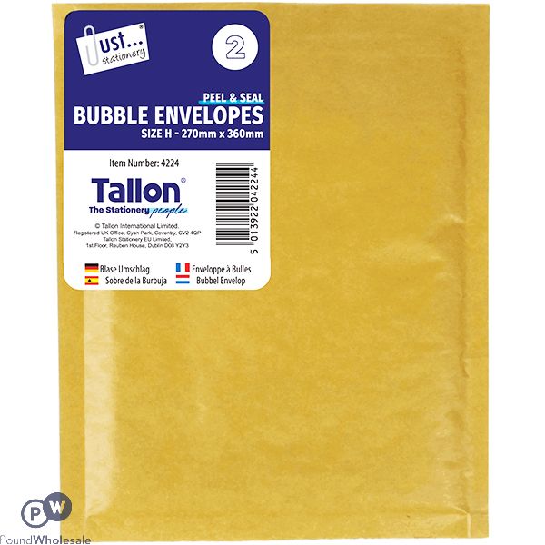 Just Stationery Size H Peel & SealBubble Envelopes 270mm X 360mm 2pack - The Fusion Mart UK