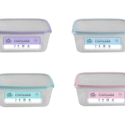 Pastel Plastic Rectangle Container 2.1L - The Fusion Mart UK