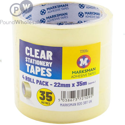 Marksman Clear Stationery Tapes 22mm X 35m 4 Pack - The Fusion Mart UK
