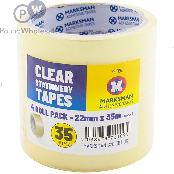 Marksman Clear Stationery Tapes 22mm X 35m 4 Pack - The Fusion Mart UK
