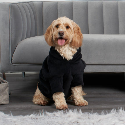 DOG HOODIE BLANKET BLACK LARGE - The Fusion Mart UK