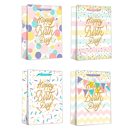 Pastle Glitter Happy Birthday bag large - The Fusion Mart UK