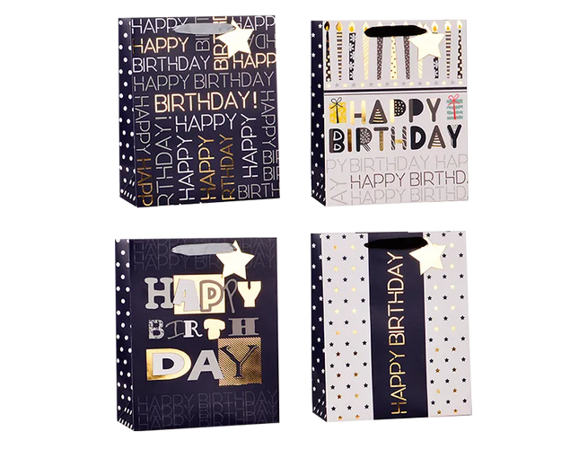 Mens foilled happy birthday bag - The Fusion Mart UK