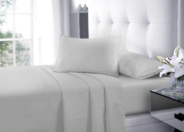 ELAFY LUXURY MICROFIBER FITTED SHEET 25CM DEEP EXTRA SOFT FEELS LUXURIOUS 137CM 190CM SILVER - The Fusion Mart UK