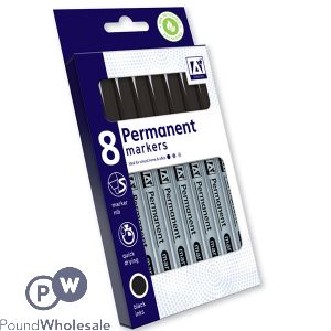 Just Stationery Assorted Colour Bullet Tip Permanent Markers 8 Pack - The Fusion Mart UK