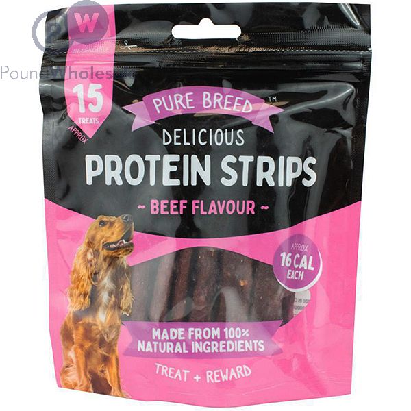 Pure Breed 100 Natural Chicken Delicious Protein Strip Dog Treats 15 Pack