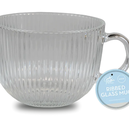 Ribbed Glass Mug 500ml - The Fusion Mart UK