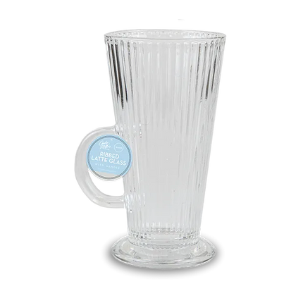 Ribbed Latte Glass 300ml - The Fusion Mart UK