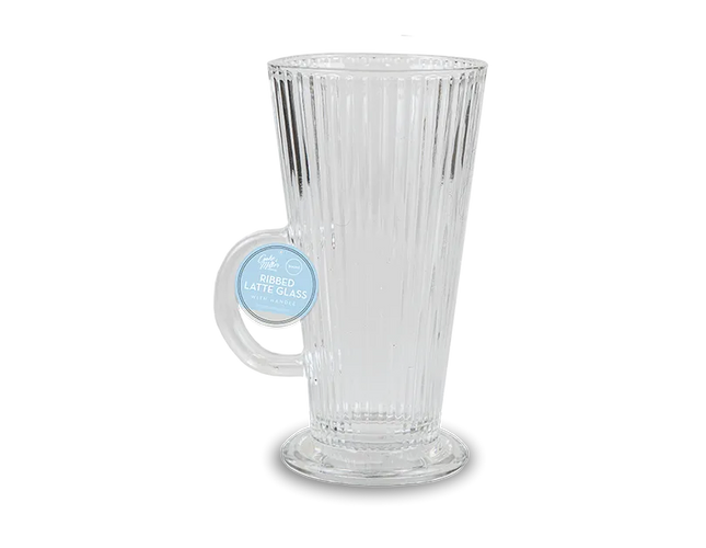 Ribbed Latte Glass 300ml - The Fusion Mart UK
