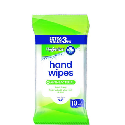 Hygienics Anti-Bacterial Fresh Scent Hand Wipes 3 X 10 Pack - The Fusion Mart UK