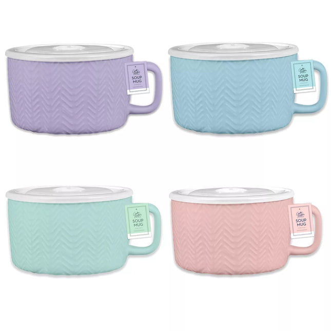 Pastel Embossed Soup Mug - The Fusion Mart UK