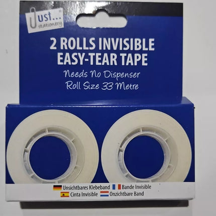 Just Stationery Invisible Easy-Tear Tape 33m 2 Pack - The Fusion Mart UK