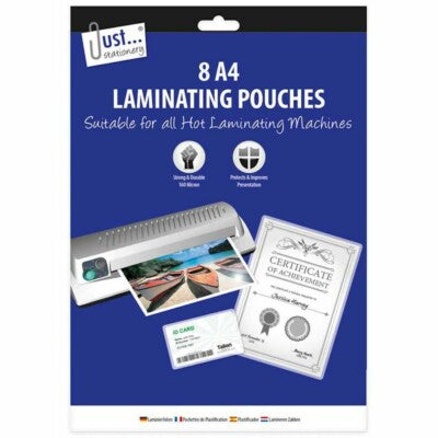 just stationary A4 laminating pouches 8 pack - The Fusion Mart UK