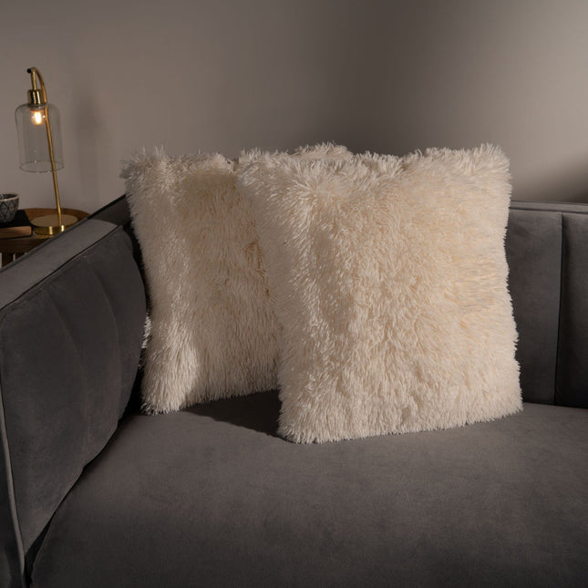 SIENNA FLUFFY CUSHION COVERS CREAM - The Fusion Mart UK
