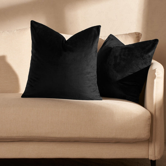 SIENNA MATTE VELVET CUSHION COVERS BLACK - The Fusion Mart UK