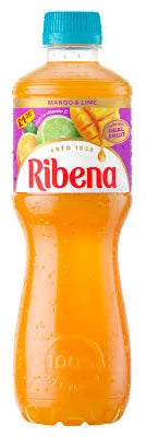 A bottle of Ribena Mango Lime juice by The Fusion Mart UK with vibrant mango and lime flavor labels.
