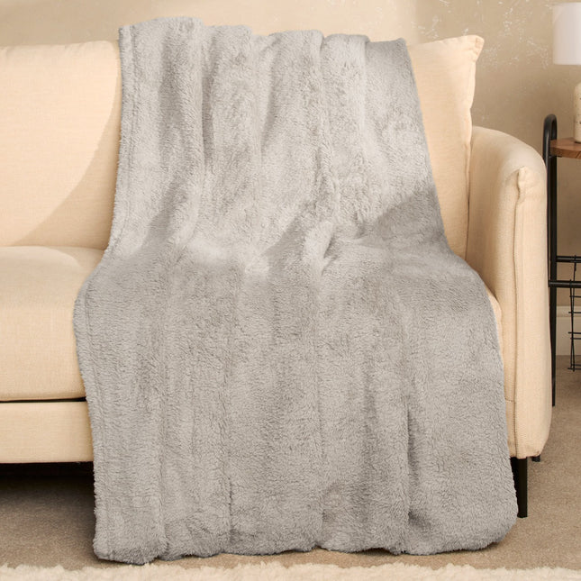 GEOMETRIC EMBOSSED FLEECE THROW SILVER - The Fusion Mart UK