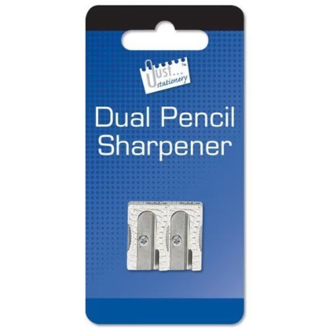 Just Stationery Metal Dual Pencil Sharpener - The Fusion Mart UK