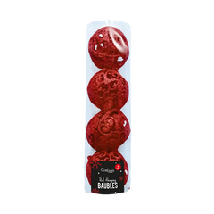 Red Hanging Baubles - 4 Pack - The Fusion Mart UK