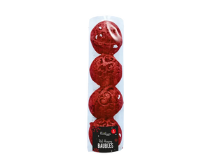 Red Hanging Baubles - 4 Pack - The Fusion Mart UK