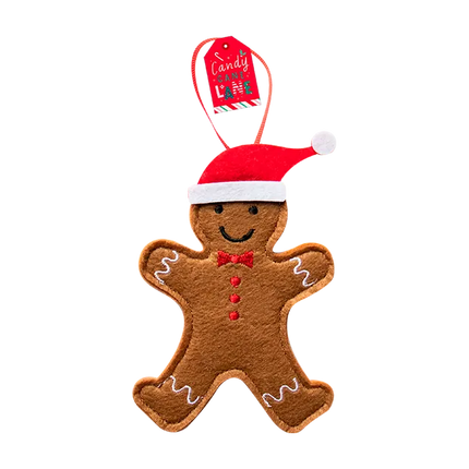 Felt Gingerbread Man Decoration 12.5cm x 8.5cm x 0.5cm - The Fusion Mart UK
