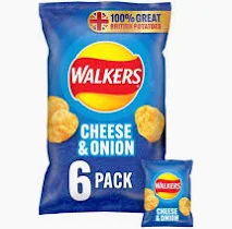 Walkers Cheese & Onion Multipack Crisps 6x25g