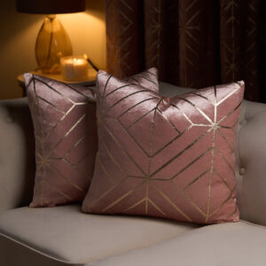 Sienna Metallic Foil Geometric Cushion Covers - Blush