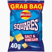 Walkers Squares Salt & Vinegar Grab Bag Crisps 40g
